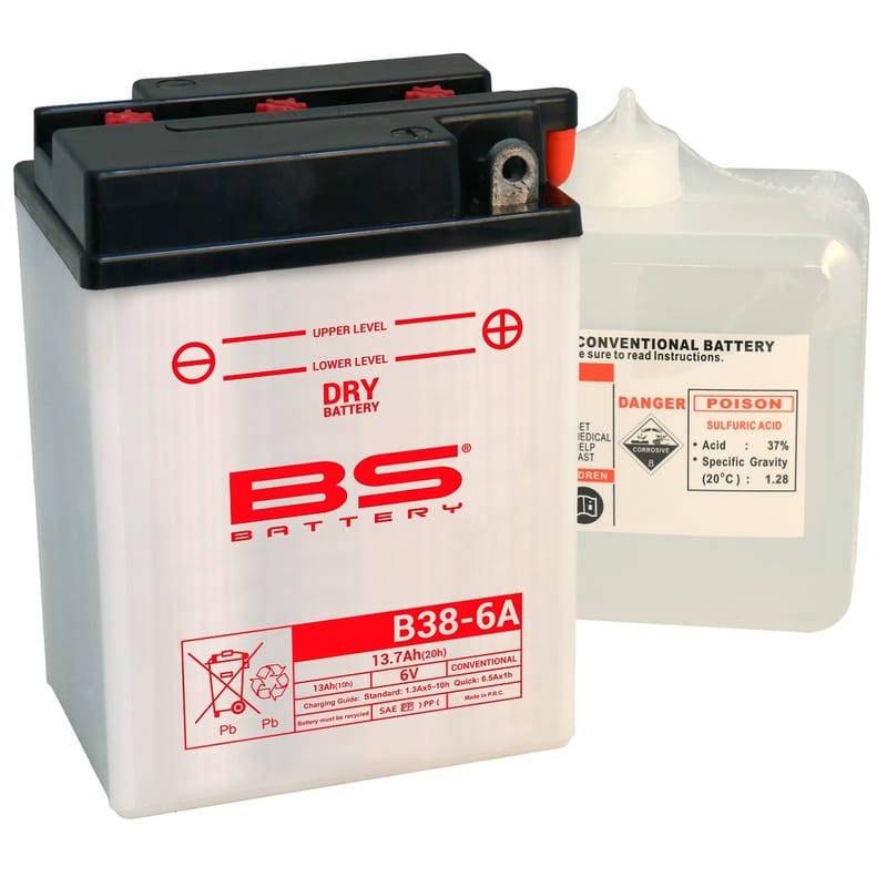 BS BATTERY Accu Conventioneel met zuurpakket - B38-6A 310520 BS BATTERY Accu Conventioneel met zuurpakket – 12N5.5-4A 310530