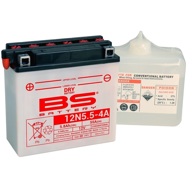 BS BATTERY Accu Conventioneel met zuurpakket - 12N5.5-4A 310530 BS BATTERY Accu Conventioneel met zuurpakket – 12N5.5-4A 310530