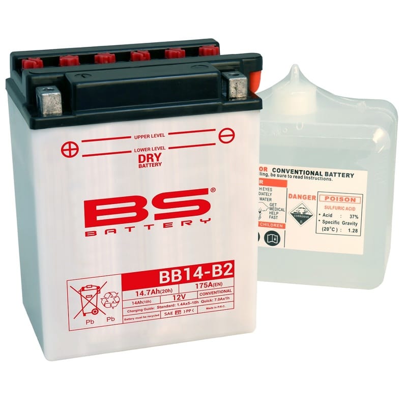 BS BATTERY Accu High performance met zuurpakket - BB14-B2 310568 BS BATTERY SLA Max Accu Onderhoudsvrij af fabriek geactiveerd – 51913 300860