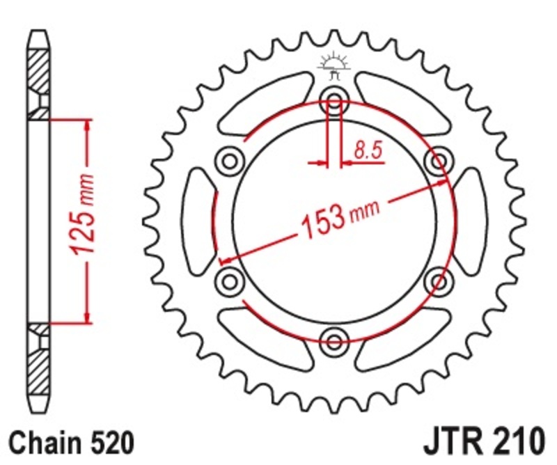 JT SPROCKETS Aluminium Ultra-Light Self-Cleaning Rear Sprocket 215 – 420