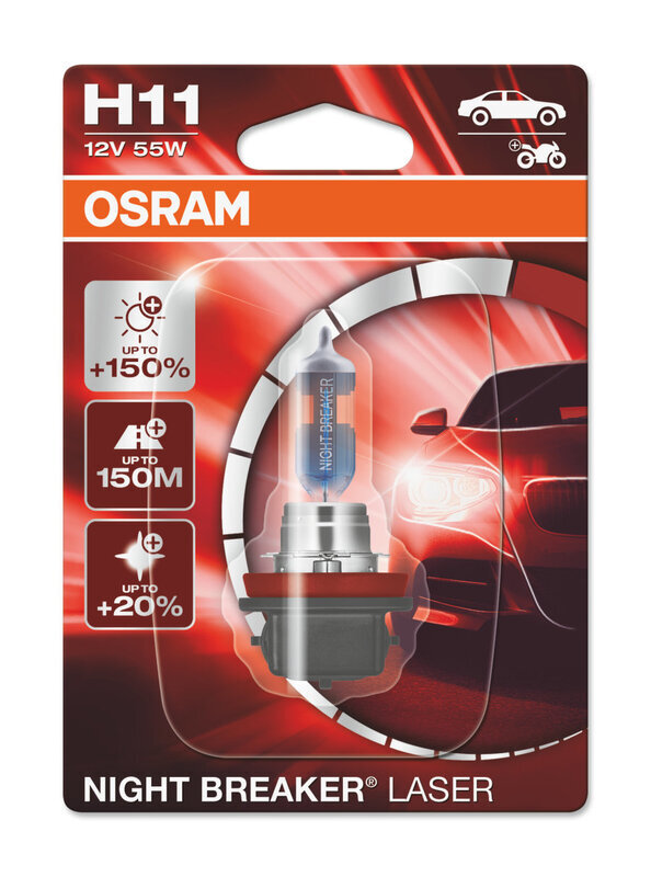 OSRAM Night Breaker Laser Bulb H11 12V/55W - X1 64211NL-01B OSRAM Bulb Original Line H9 12V/65W – x1 64213