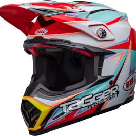 BELL Moto-9s Flex Tagger Edge Helmet – White/Aqua