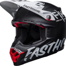 BELL Moto-9s Flex Fasthouse Crew Helmet – Matte Black/White