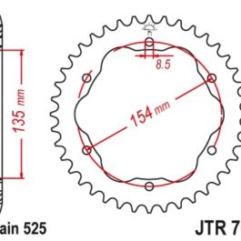 JT SPROCKETS Aluminium achtertandwiel 761 – 525 JTR761.38