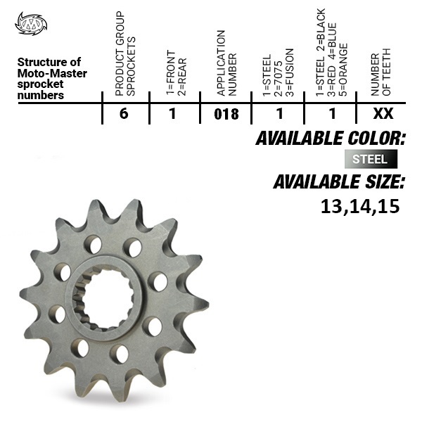 Moto-Master Steel front Tandwiel KTM: SX85 2018–> 6105111